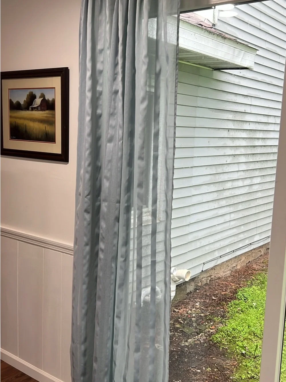 Light Blue Striped Sheer Curtain Panels